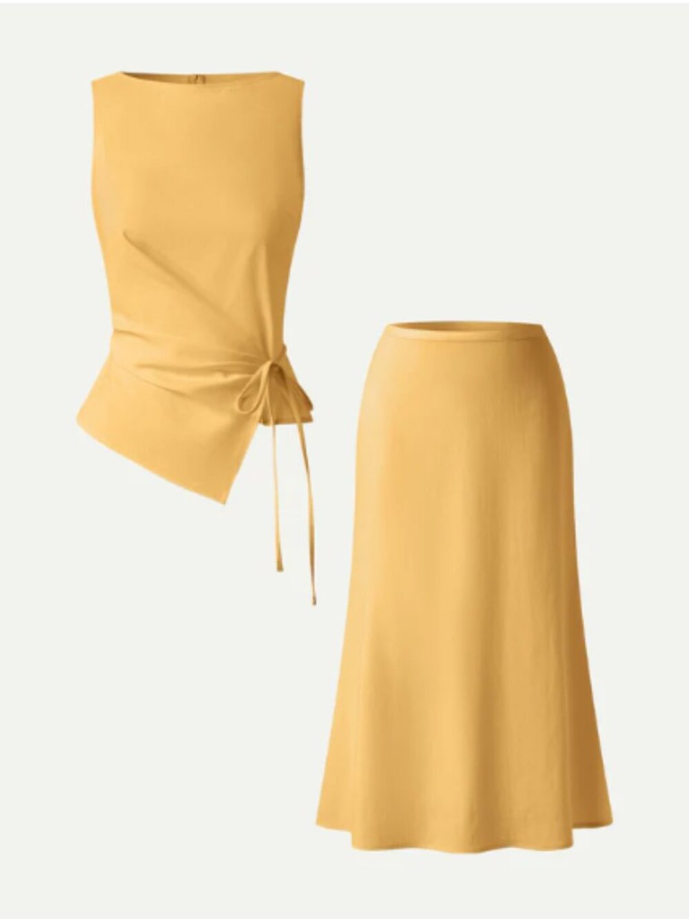 OGL 2Pcs Set Boatneck Waist-Defined Top & Maxi Flared Pull-On Skirt - Picture 2 of 2
